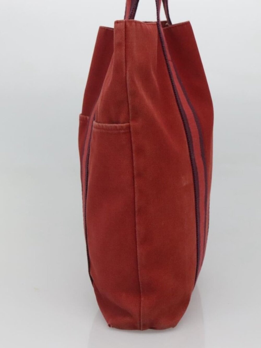 HERMES Fourre Tout Cabas Tote Bag Canvas Red Auth ti3109 - Picture 5 of 16